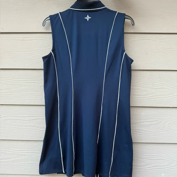 Tuckernuck Sport Roxana Half Zip Golf Dress in navy with white piping - Picture 11 of 11